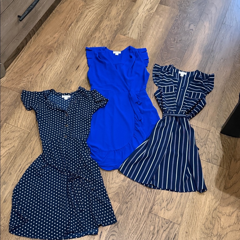 Stylish Blue and Navy Dresses Set size large